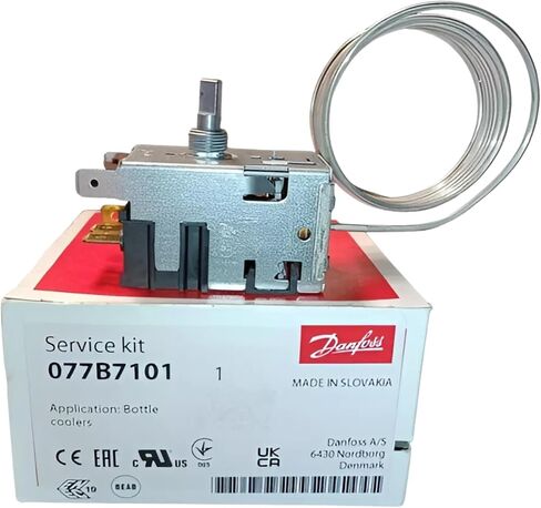 Danfoss 077B7101 مبردات زجاجات ترموستات 077B1704L قطع بارد + 41.0F قطع بارد + 34.7 قطع دافئ + 54.5F قطع دافئ 49.1F طول الأنبوب الشعري 47.2 بوصة B0 in Kuwait