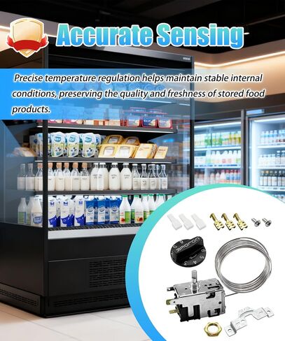 مجموعة التحكم في درجة الحرارة 800366 تناسب الثلاجات والمجمدات التجارية الحقيقية استبدل 077B6806، 077B7172، 988282 | ترموستات استشعار للملف مقاس 76 بوصة in Kuwait