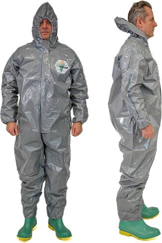 بدلة Lakeland ChemMax 3 Hazmat مع غطاء للتنفس، غطاء عاصفة بسحاب كامل، وجه/معصم مرن وكاحل، مقاس 4X-Large (6 عبوات)، أصفر in Kuwait