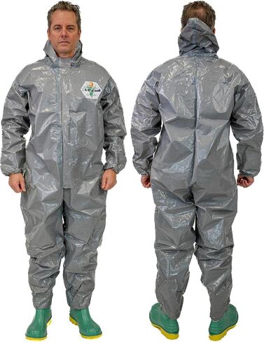 بدلة Lakeland ChemMax 3 Hazmat مع غطاء للتنفس، غطاء عاصفة بسحاب كامل، وجه/معصم مرن وكاحل، مقاس 3X-Large (6 عبوات)، أصفر in Kuwait