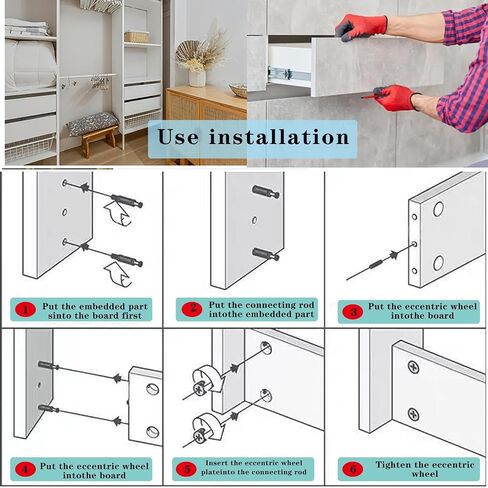 Cam Locks for Furniture 124 Pcs 3-in-1 Eccentric Wheels, Cam Lock Screws Hardware Parts, Twist Lock Fasteners for Cabinet Drawer Dresser,Locking Screws﻿, Cam Lock Nuts Black in Saudi Arabia