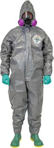 بدلة Lakeland ChemMax 3 Hazmat مع غطاء للتنفس، غطاء عاصفة بسحاب كامل، وجه/معصم مرن وكاحل، مقاس 3X-Large (6 عبوات)، أصفر in Kuwait