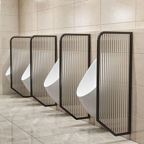 Stainless Steel Men's Urinal Wall Mounted Toilet Partition with Tempered Glass for Public Restrooms Shopping Malls Hotels Bars 5pcs Silver Set in Kuwait