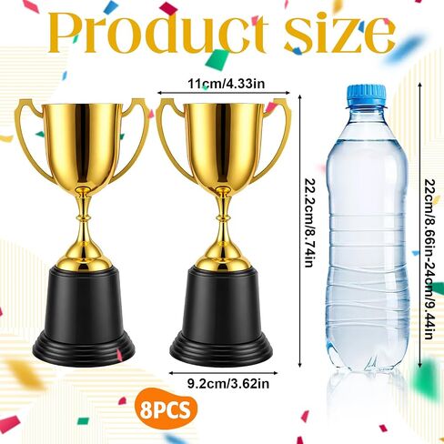 8 Pack 9 Inch Gold Trophy Award, Plastic Gold Award-Trophy Bulk Gold-Award Trophies Golden Trophies Trophy Cup Sports events, Festival Celebrations, Party Games, Class Rewards, and Footabll Competitio in Kuwait