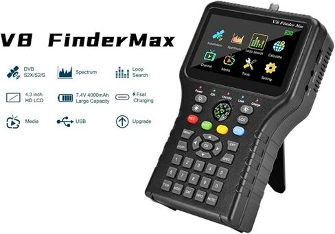 V8 مكتشف ماكس إشارة الأقمار الصناعية 4.3in LCD DVB-S/S2/S2X H.265 ACM محدد موقع Satfinder متر WS6933 in Kuwait