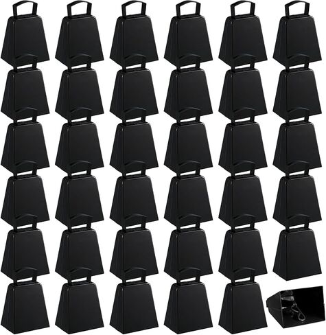 Boao 36 Pack Metal Cowbells with Handle 4 Inch Cow Bells Noise Makers Hand Percussion Cowbells Loud Cheering Bells for Sporting Events Football Games Weddings Celebrations Party(White) in Kuwait