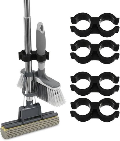PRETYZOOM Double Pipe Clamp Dustpan Broom Connector Clip for 0.7-0.8 Inch Diameter Brooms and Dustpans Easy Installation Space Saving Cleaning Tool Organizer in Kuwait