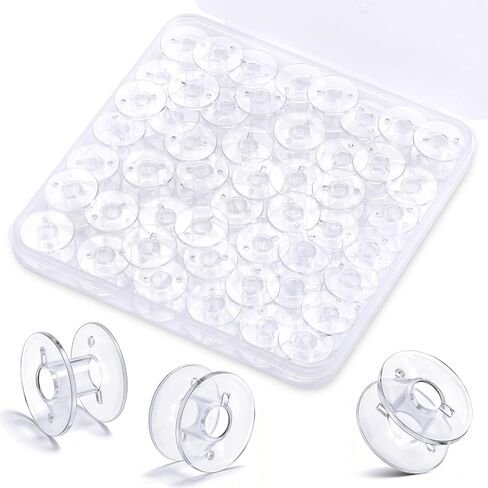Lokunn 25 PCS Bobbins لآلة الخياطة ، بكرات بلاستيكية لآلة الخياطة مع علبة البكرة ، SA156 Bobbins ، Bobbins Class 15 ، Probbins for Machine in Kuwait