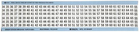 Brady WM-34-66-PK بطول 1.5 بوصة، قماش فينيل B-500 قابل لإعادة تعيين وضعه باللون الأسود على اللون الأبيض، بطاقة علامة سلكية بأرقام متتالية، Legend "34 Thru 66" (عبوة من 25 قطعة) in Kuwait