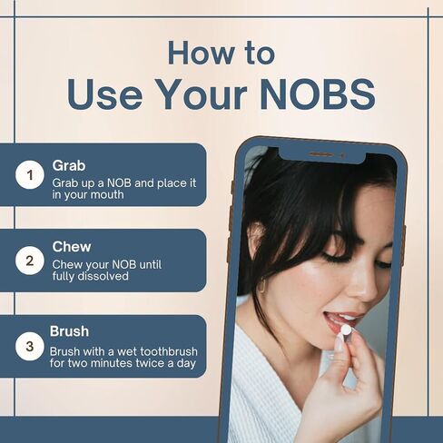 أقراص معجون أسنان NOBS (بدون أشياء سيئة) (3 أشهر) وخيط تنظيف الحرير الموسع - نانو هيدروكسيباتيت، خالي من الفلورايد، صديق للبيئة والسفر - يعيد المعادن مع NHA in Kuwait