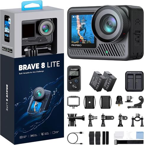 AKASO Brave 8 Lite 4K60 Action Camera with Waterproof Case Bundle in Kuwait