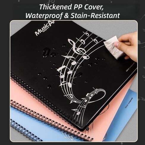 4 Pages Expand Writable Sheet Music Folder, 60 Page Capacity Music Binder, Non-Reflective Spiral Sheet Music Organizer for Piano & Choir, 15 Pockets Fits A4/Letter Size in Kuwait