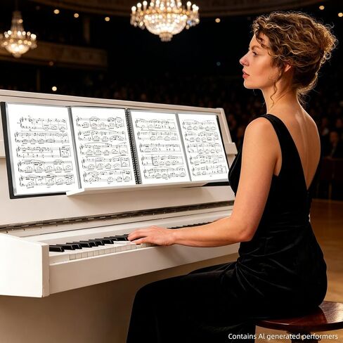 4 Pages Expand Writable Sheet Music Folder, 60 Page Capacity Music Binder, Non-Reflective Spiral Sheet Music Organizer for Piano & Choir, 15 Pockets Fits A4/Letter Size in Kuwait