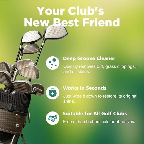 Ball & Club Cleaning Wipes (20 Pack) - Golf Accessories for Men | Powerful Cleaner Removes Dirt Wipes, Grass, Convenient, Resealable Pack - Unscented in Kuwait