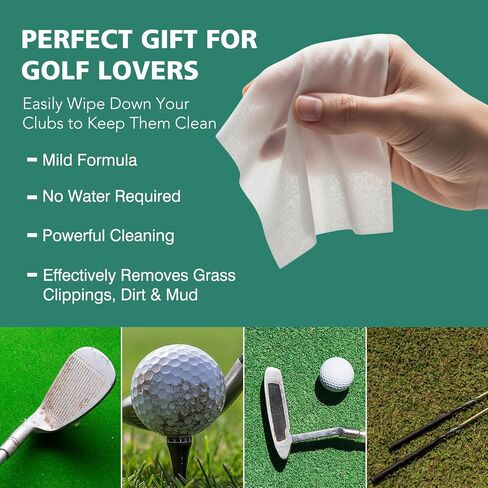 Ball & Club Cleaning Wipes (20 Pack) - Golf Accessories for Men | Powerful Cleaner Removes Dirt Wipes, Grass, Convenient, Resealable Pack - Unscented in Kuwait
