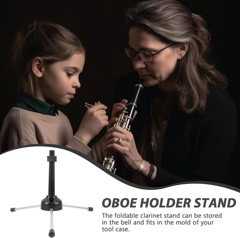Foldable Clarinet Stand Tripod with Black Instrument Holder for Flute and Oboe, Portable Wind Instrument Bracket Suitable for Beginner Clarinet Accessories and Travel in Kuwait