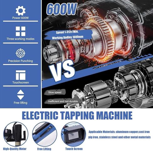 M3-M16 Electric Tapper Machine Tapping Arm 1-312r/Min Electric Tapping Machine 8pcs National Standard Collets 360° Universal Arm Servo in Kuwait