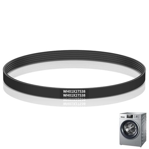 حزام محرك الغسالة WH01X27538 متوافق مع GE، استبدال حزام غسالات Hotpoint مع تعليمات 290D1101P005، AP6328256، PS12299369، 4587903، استبدال حزام محرك الغسالة (أسود) in Kuwait