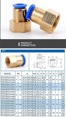 Pneumatic Quick Connector PCF Thread M5 1/8 "1/4 3/8 PT1/2 PU Hose 4mm 6mm 8mm 10mm 12mm 1Pcs(10-04 (10mm-1l2)) in Kuwait
