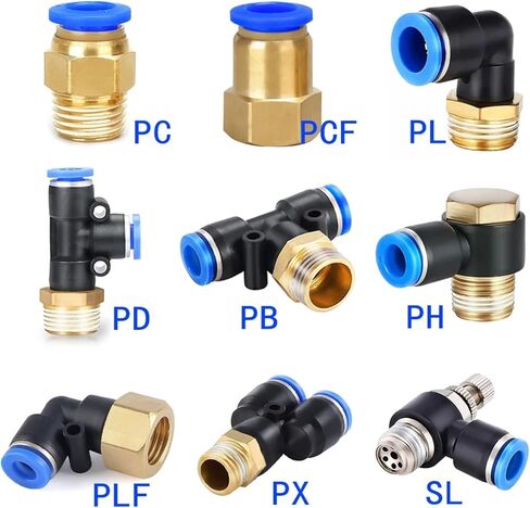 Pneumatic Quick Connector PX Thread M5 1/8 "1/4 3/8 PT1/2 PU Hose 4mm 6mm 8mm 10mm 12mm 1Pcs(10-03 (10mm-3l8)) in Kuwait