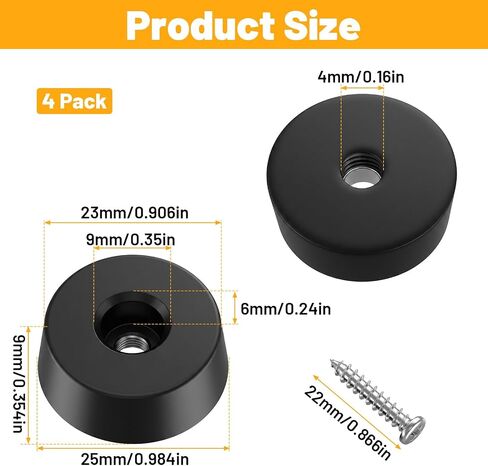 4 Pack Heavy-Duty Rubber Feet for Cutting Board with Screws, Cutting Board Rubber Feet for Speakers, Subwoofer, Guitar Amps, Furniture, Turntables in Kuwait