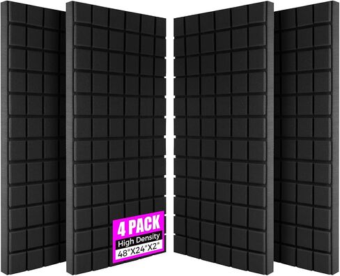 4 Pack Acoustic Foam Panels, 48"x24"x2" - High Density Soundproof Foam Wall Panels for Noise Reduction, Studio Walls, Home Theater & Office in Kuwait
