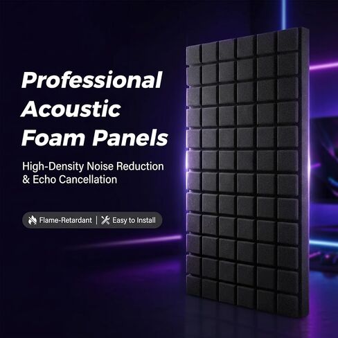 4 Pack Acoustic Foam Panels, 48"x24"x2" - High Density Soundproof Foam Wall Panels for Noise Reduction, Studio Walls, Home Theater & Office in Kuwait