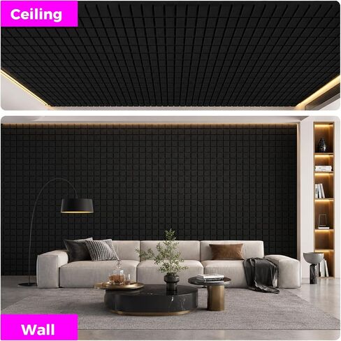 4 Pack Acoustic Foam Panels, 48"x24"x2" - High Density Soundproof Foam Wall Panels for Noise Reduction, Studio Walls, Home Theater & Office in Kuwait