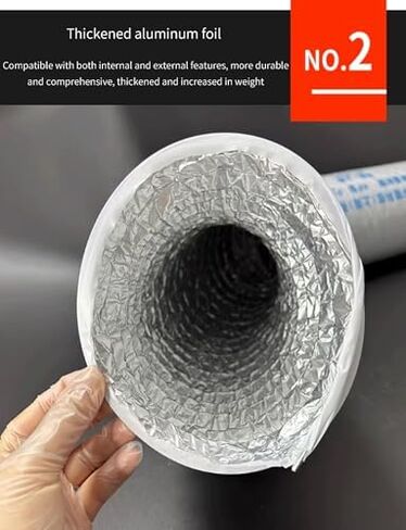 أنبوب مجاري PVC مرن مع بطانة من رقائق الألومنيوم لمجفف الملابس وغطاء الطباخ ومروحة الشفاط - مخرج قناة تهوية عالمية مقاس 20 سم in Kuwait
