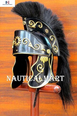 NauticalMart Roman Black Muscle Armor Cuirass Set W/Shoulders, Leg Guard, Roman Helmet, Chainmail, Roman Shield in Kuwait