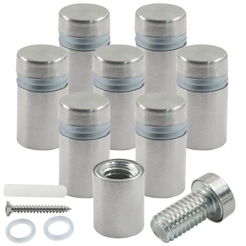 8 Sets Stainless Steel Standoff Screws 1 x 3/4 Inch - Black Sign Mounting Hardware Kit for Acrylic Glass Picture Frames, Wall Advertising Displays with Rubber Spacers & Anchors in Kuwait