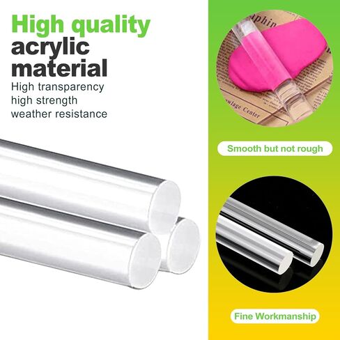 4 Pack Clear Acrylic Rods 6.3 x 0.5 Inch Round Acrylic Sticks for DIY Crafts Modeling Display Decoration Plastic Cylinder Rods for Art Projects in Kuwait