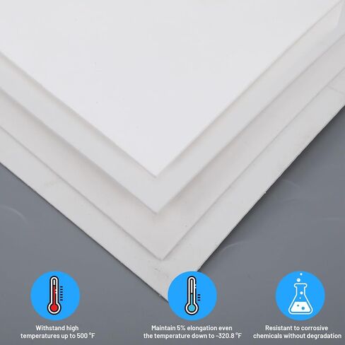 4 Pack White PTFE Virgin Sheet (12" x 6" x 0.08") – Thicker 0.08" Industrial PTFE Board for Machining, Heat Press Liners, Electrical Insulation & Gaskets – Non-Stick & Chemical Resistant in Saudi Arabia
