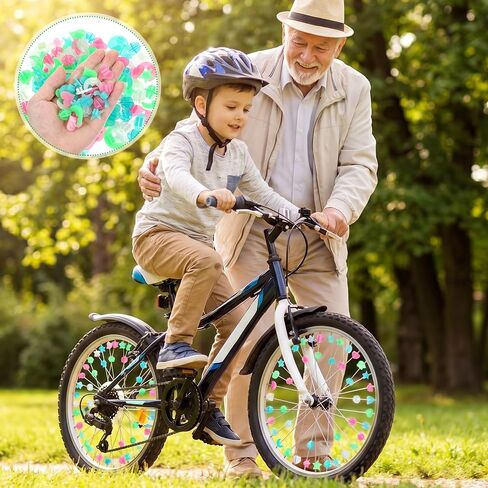 144 Pcs Colorful Bike Wheel Spoke Beads Glow In The Dark Decorations Girls Accessories Plastic Spokey Dokeys Clip Easily On Bicycle Spokes Bead Decoration for Make Noises Round Decor Christmas in Kuwait