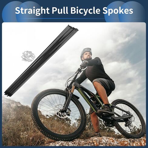 20 Set 14G Straight Pull Bicycle Spokes 295mm Straight Pull Bike Wheel Spokes Carbon Steel Black in Kuwait