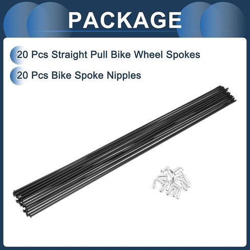 20 Set 14G Straight Pull Bicycle Spokes 295mm Straight Pull Bike Wheel Spokes Carbon Steel Black in Kuwait