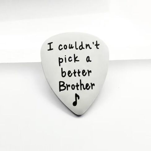 1pc Stainless Steel Guitar Pick Brown PU Leather Keychain I Couldn't Pick A Better Brother Festivals Anniversary Birthday Gift For Guitar Music Lovers Guitar Accessories in Kuwait
