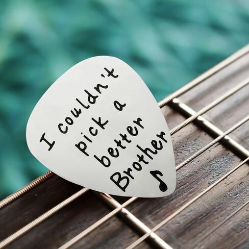 1pc Stainless Steel Guitar Pick Brown PU Leather Keychain I Couldn't Pick A Better Brother Festivals Anniversary Birthday Gift For Guitar Music Lovers Guitar Accessories in Kuwait