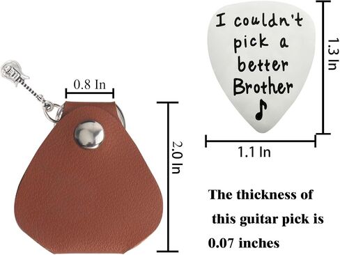 1pc Stainless Steel Guitar Pick Brown PU Leather Keychain I Couldn't Pick A Better Brother Festivals Anniversary Birthday Gift For Guitar Music Lovers Guitar Accessories in Kuwait
