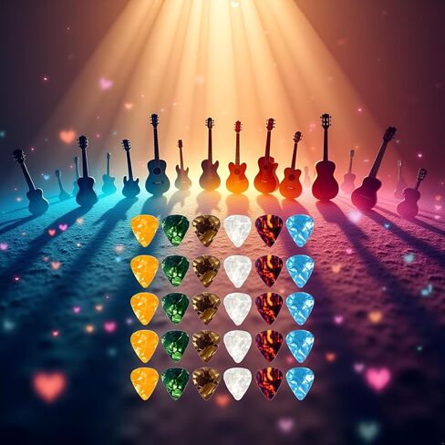 30 Pcs Random-color Guitar Picks,Plectrums Guitar Accessories 0.5 0.75 1.0 mm Thin Variety Colorful Love Heart Natural Feel, Warm Tone for Bass Acoustic Guitar Electric in Kuwait