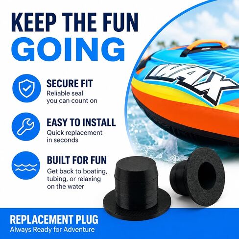 Tube Plug Replacement Compatible with Wow Watersports Towable Tubes | Air Valve Plug for Wow Max & Combo 1 Inflatable Tubes | Durable Replacement Air Seal | 2-Pack | Made in USA in Kuwait