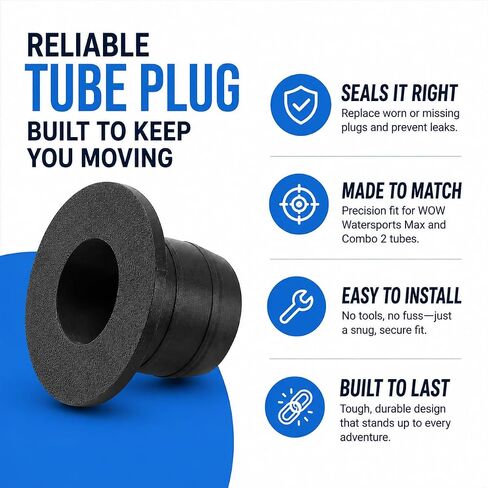 Tube Plug Replacement Compatible with Wow Watersports Towable Tubes | Air Valve Plug for Wow Max & Combo 1 Inflatable Tubes | Durable Replacement Air Seal | 2-Pack | Made in USA in Kuwait