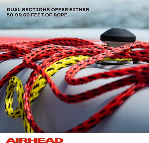 مضخة هواء ذات ضغط عالي من Airhead، 12 فولت، أصفر (AHP-12HP) وحبل سحب مكون من قسمين | حبل أنبوبي قابل للقطر 1-4 راكب، أقسام مزدوجة، قوة كسر 4,150 رطل، خيارات 50 قدمًا و60 قدمًا، يتضمن حارس الحبل in Kuwait