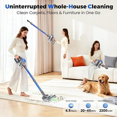 UML0 Cordless Vacuum Cleaner, 40Kpa Powerful Suction Stick Vacuum Cleaners for Home, 45 Mins Runtime, 1.6L Dust Box, Anti-Tangle, 8-in-1 Rechargeable Vacuum for Hardwood Floor,Carpet,Pet Hair in Kuwait