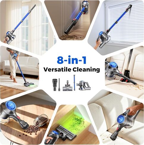 UML0 Cordless Vacuum Cleaner, 40Kpa Powerful Suction Stick Vacuum Cleaners for Home, 45 Mins Runtime, 1.6L Dust Box, Anti-Tangle, 8-in-1 Rechargeable Vacuum for Hardwood Floor,Carpet,Pet Hair in Kuwait
