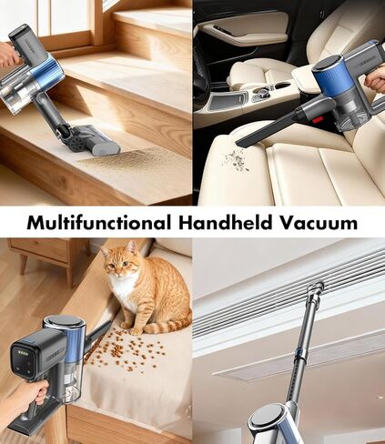 Cordless Vacuum Cleaner, 580W/50Kpa/50Mins Stick Vacuum for Home, LED Touch Screen, Anti-Tangle, Wall Mount Charging Lightweight Rechargeable Vacuum for Carpet Pet Hair Hardwood Floor Blue in Kuwait