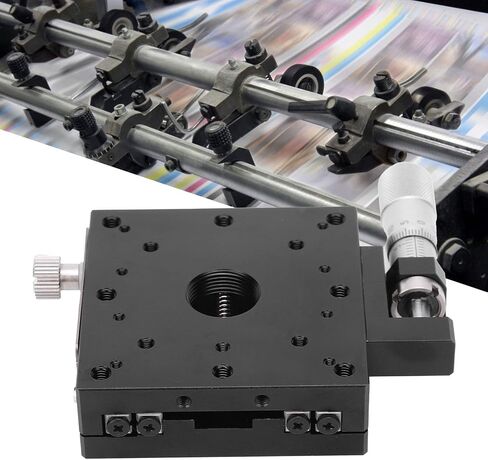 X Sliding Table Precision Linear Motion Stage Crossed Roller Bearing Manual Displacement Platform for Optical Equipment Laboratory 60mm Aluminum Alloy Gear Drive System in Kuwait