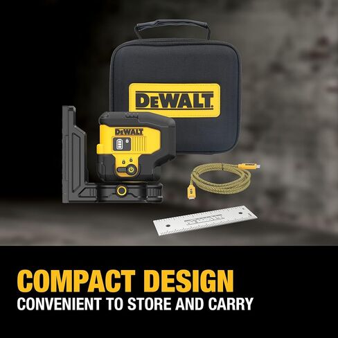 مجموعة أدوات ضبط مستوى الليزر ذات 3 نقاط من DEWALT Green، مستوى ليزر أخضر قابل لإعادة الشحن عبر USB، كابل USB، قاعدة تثبيت وحقيبة تخزين متضمنة، وقت تشغيل طويل (DCLE16031GB) in Kuwait