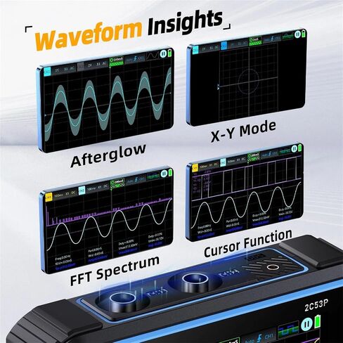 2C53P 3-in-1 Dual Channel Digital Oscilloscope+Multimeter+Signal Generator 4.3" Touch Screen 50MHz 250Ms/S 19999 Counts in Kuwait
