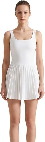 Women Tennis Dress with Built in Shorts and Pockets, Square Neck Sleeveless Athletic Workout Dress in Kuwait